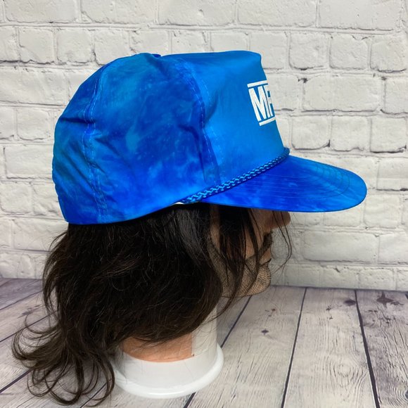 Vintage Nylon Hat Cap Snapback Blue Trucker Rope MFP Mohawk Propane Acid Washed - Picture 4 of 8